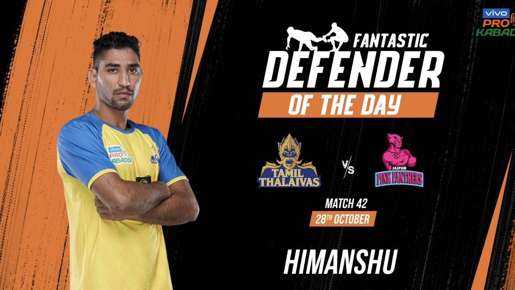 Defender Of The Day Himanshu Tamil Thalaivas October Vivo Pro